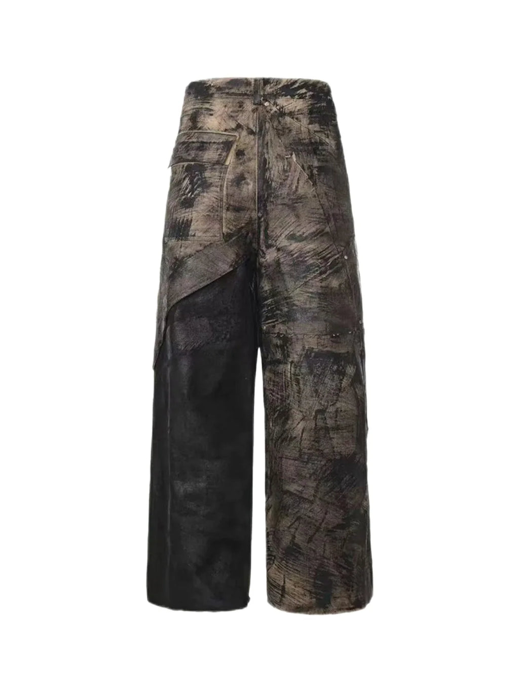 Disark Wax-Painted Patchwork Wide-Leg Pants