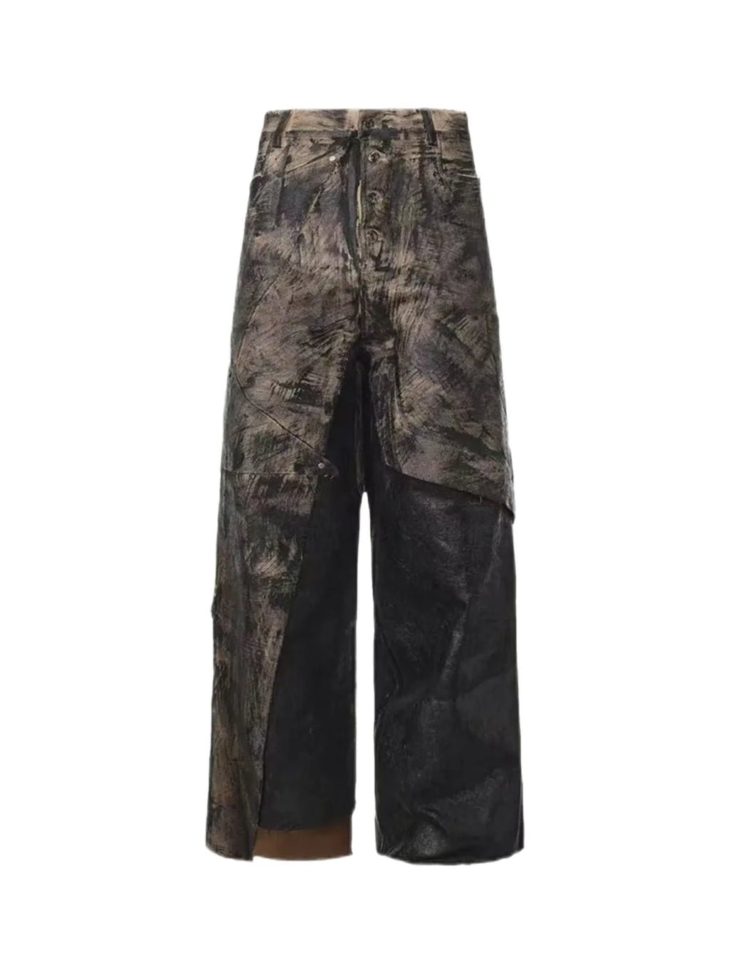 Disark Wax-Painted Patchwork Wide-Leg Pants