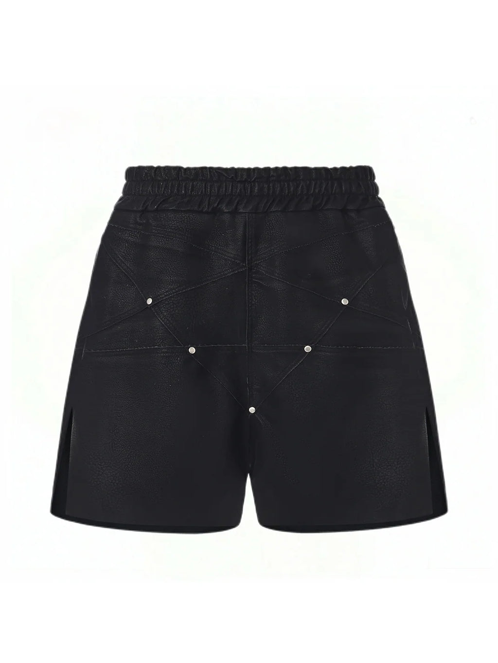 Disark Matte Faux Cowhide Five-pointed Star Cut Shorts