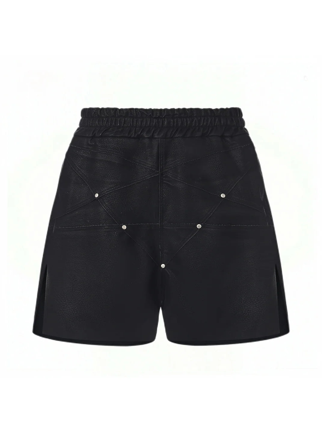 Disark Matte Faux Cowhide Five-pointed Star Cut Shorts