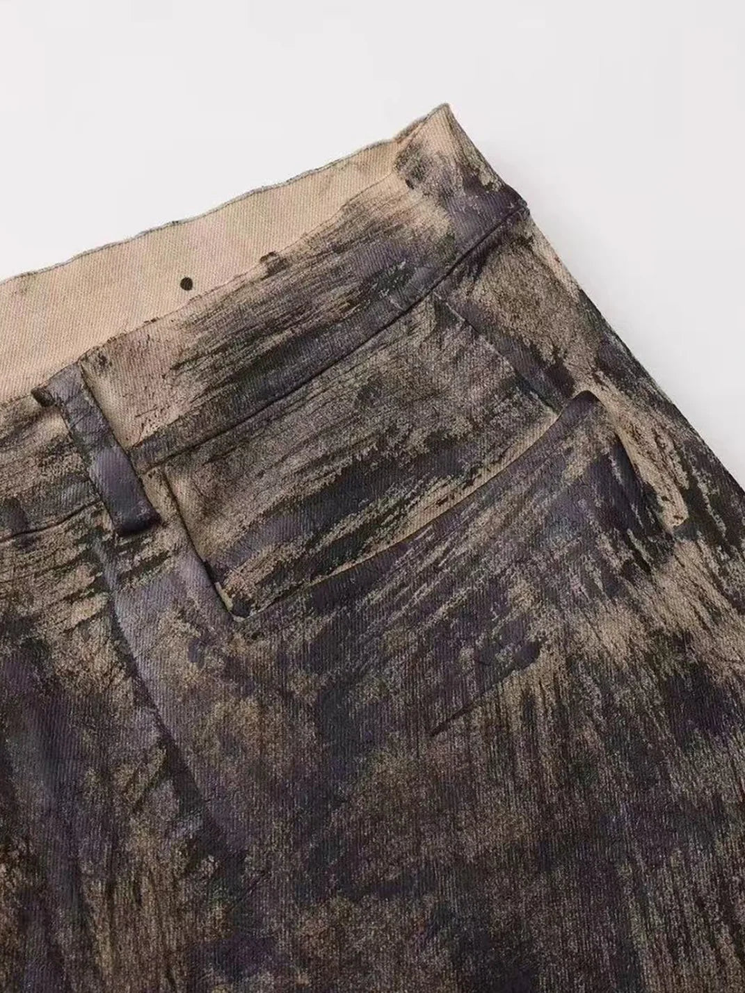 Disark Wax-Painted Patchwork Wide-Leg Pants