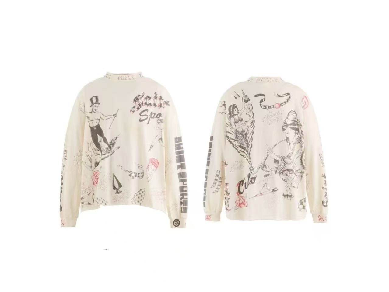 SAINT MICHAEL Tattoo Distressed Long-Sleeved T-shirt