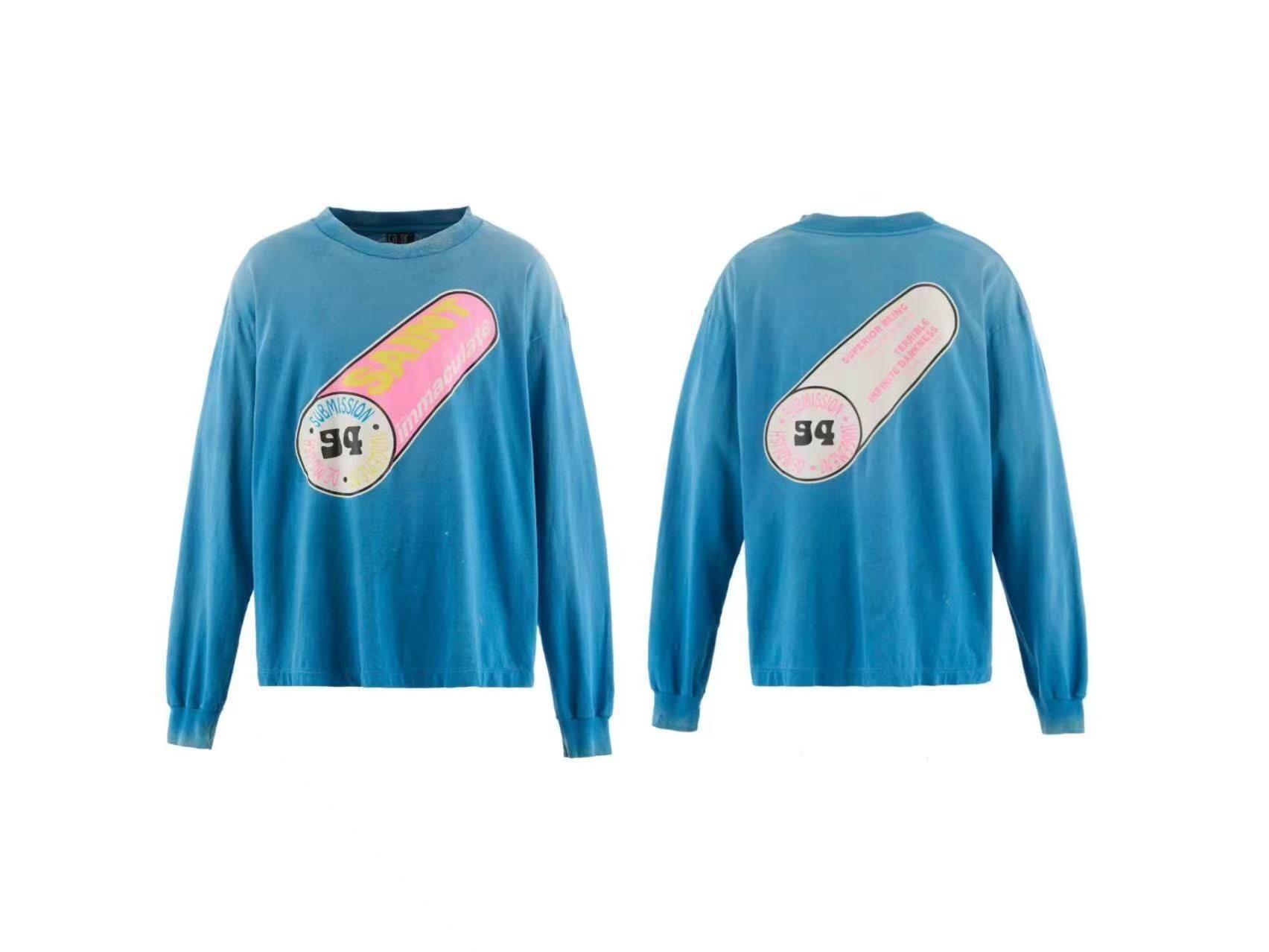 SAINT MICHAEL Blue Long-Sleeved T-shirt