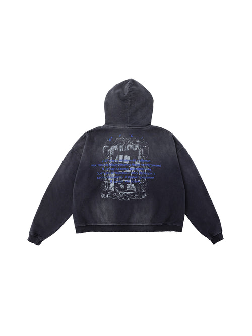 Dieu Est Avec Vous 25fw Baroque Portrait Washed Distressed Hoodie